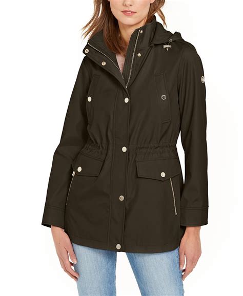 michael kors bomber jacket women|Michael Kors hooded anorak jacket.